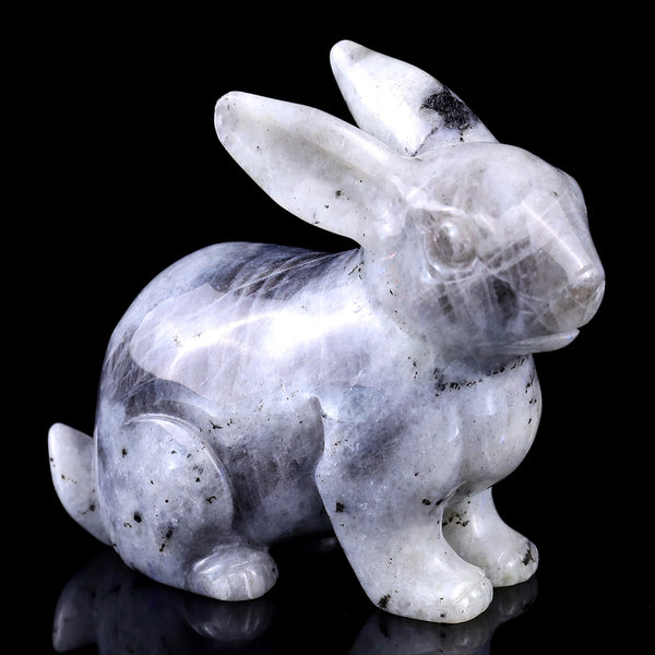 2" Labradorite Hand Carved Crystal Rabbit Sculpture