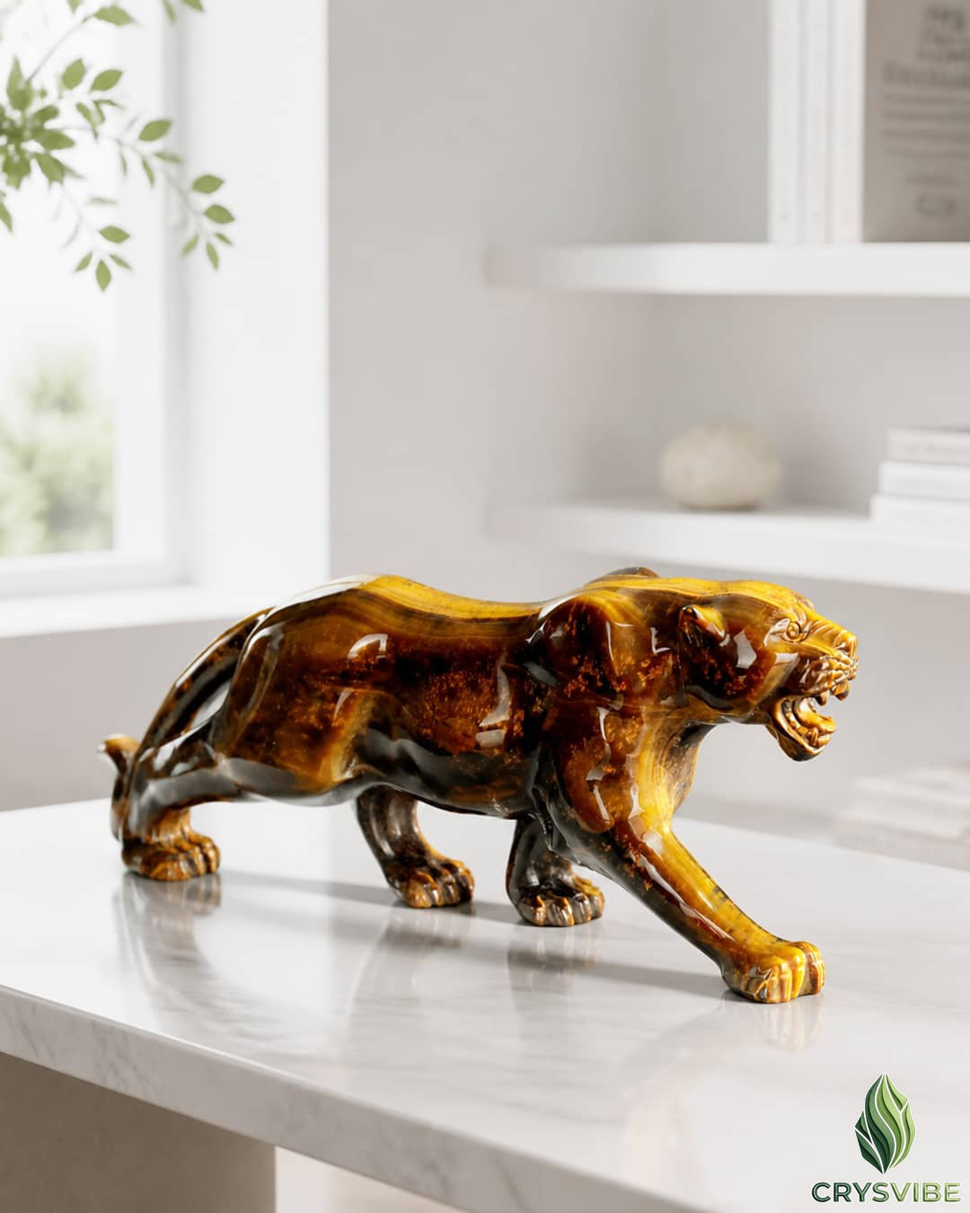 Crystal leopard sculpture from Crysvibe