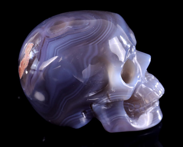 3.0" Natural Hot Lava Agate Hand Carved Crystal Realistic Skull Sculpture
