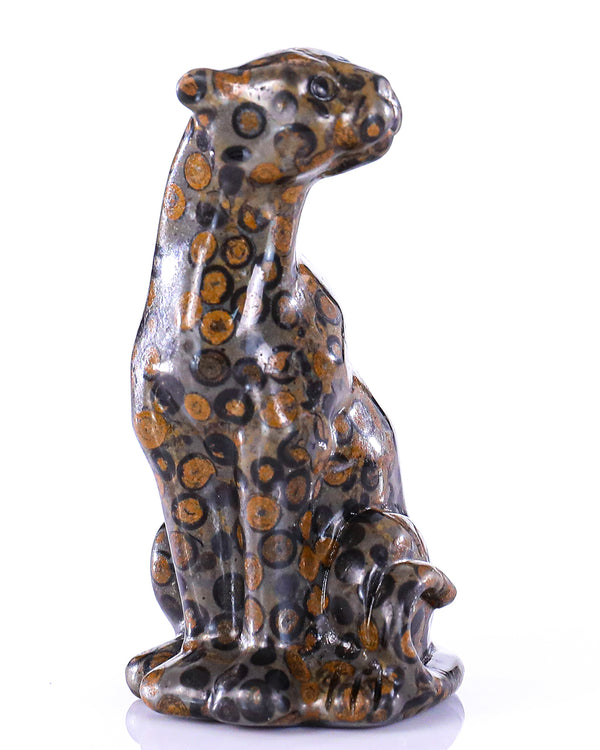 Natural Leopard Skin Jasper Hand Carved Crystal Leopard Sculpture