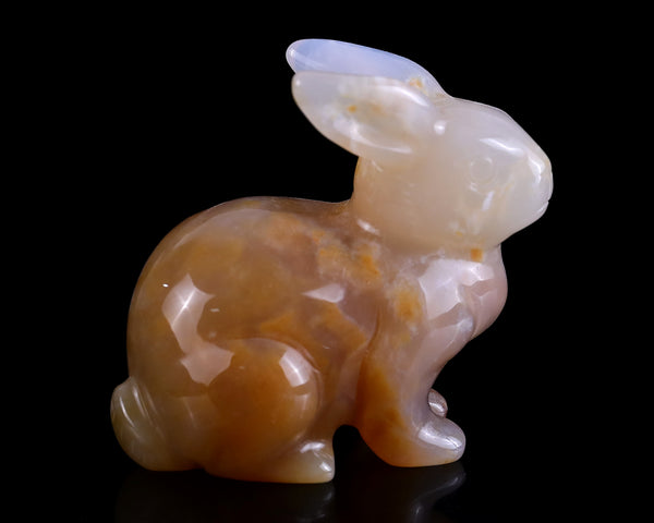 2" Chalcedony Hand Carved Crystal Rabbit Sculpture