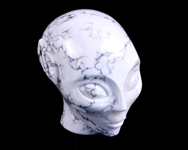 Natural Howlite Hand Carved Crystal Elf Alien Sculpture
