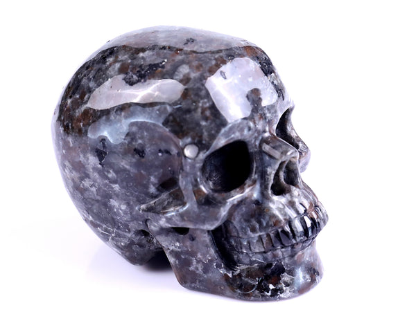 Natural Yooperlite Hand Carved Crystal Realistic Skull Sculpture