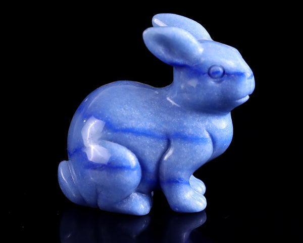 2" Blue Aventurine Hand Carved Crystal Rabbit Sculpture