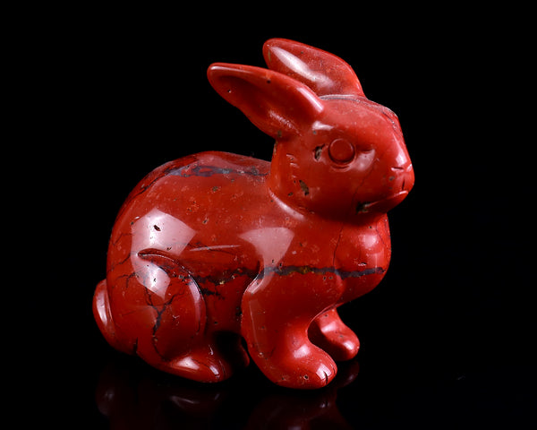 2" Red Jasper Hand Carved Crystal Rabbit Sculpture