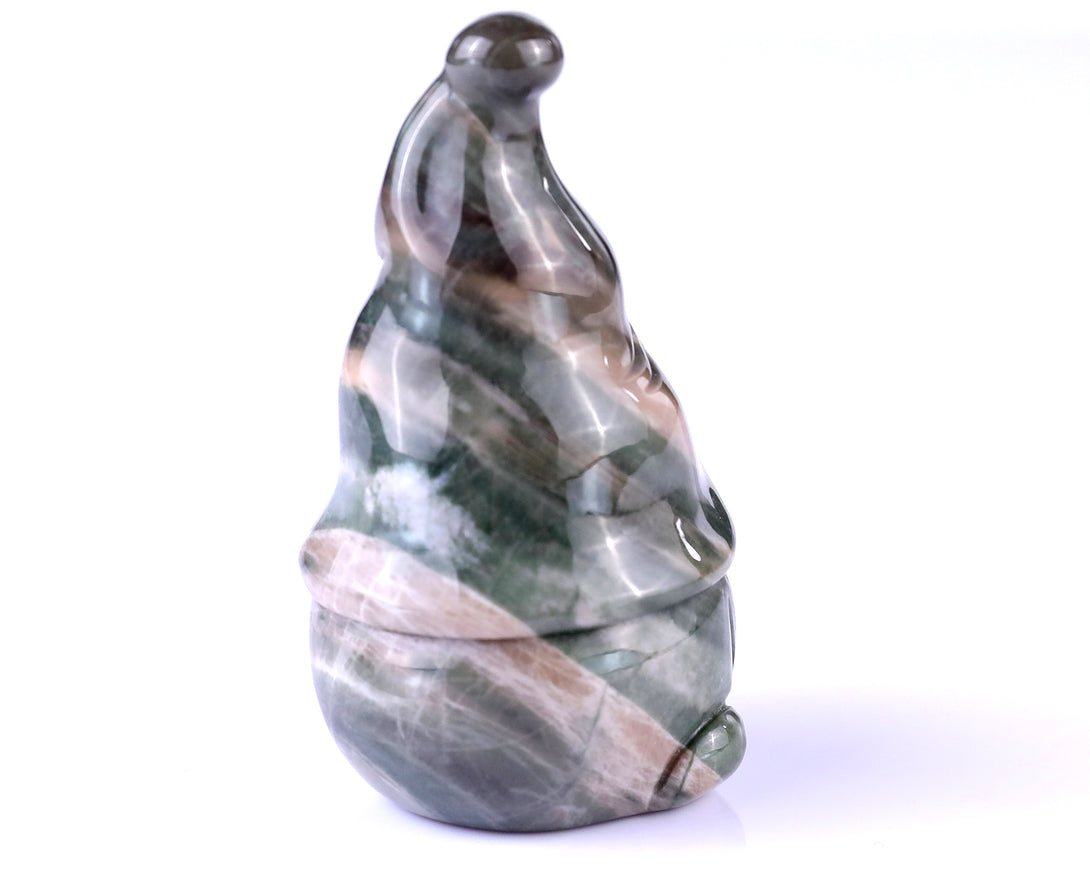 2.8” Natural Jiulong Jade Hand Carved Crystal Bearded Elf Sculpture, Halloween Gift crysvibe