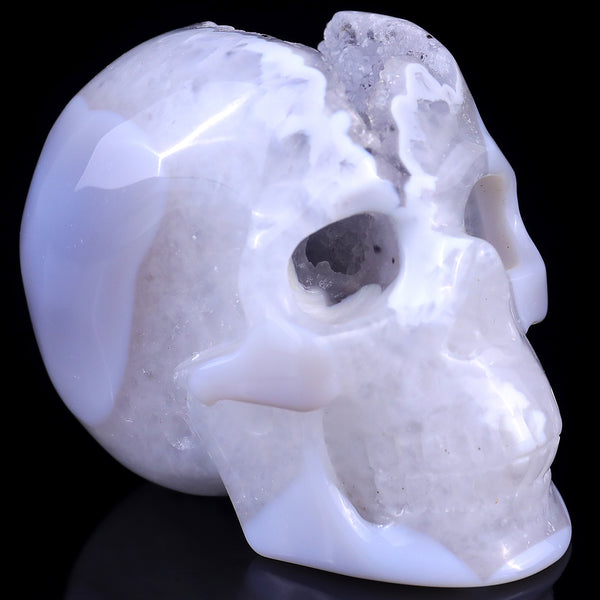 3.0" Geode Agate Hand Carved Crystal Geode Skull Sculpture crysvibe