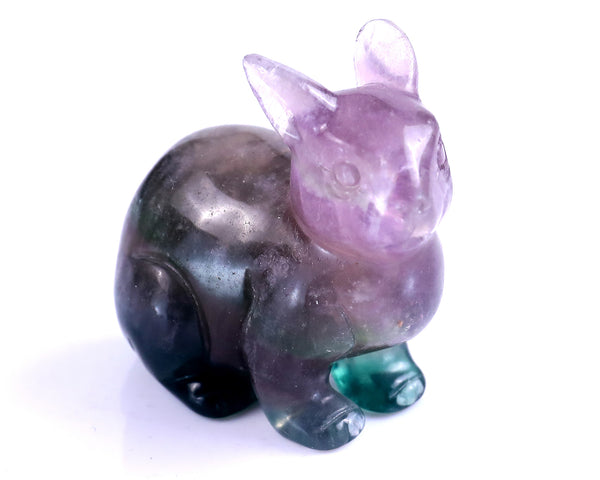 2" Fluorite Hand Carved Crystal Rabbit Sculpture