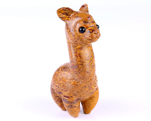 3.7" Natural Elephant Skin Jasper Hand Carved Crystal Alpaca Sculpture