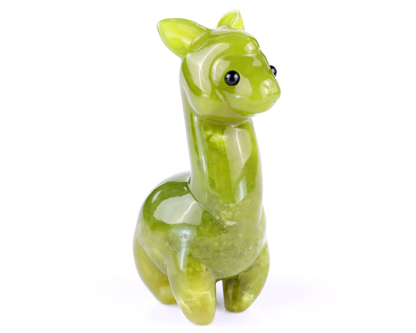 3.7" Natural New Jade Hand Carved Crystal Alpaca Sculpture