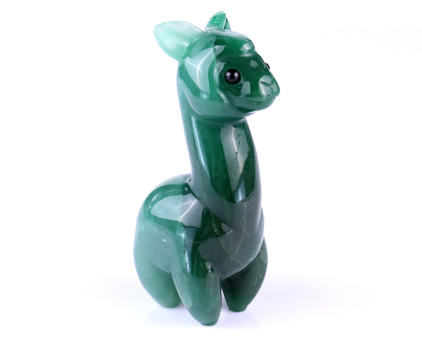 3.7" Natural Green Aventurine Hand Carved Crystal Alpaca Sculpture