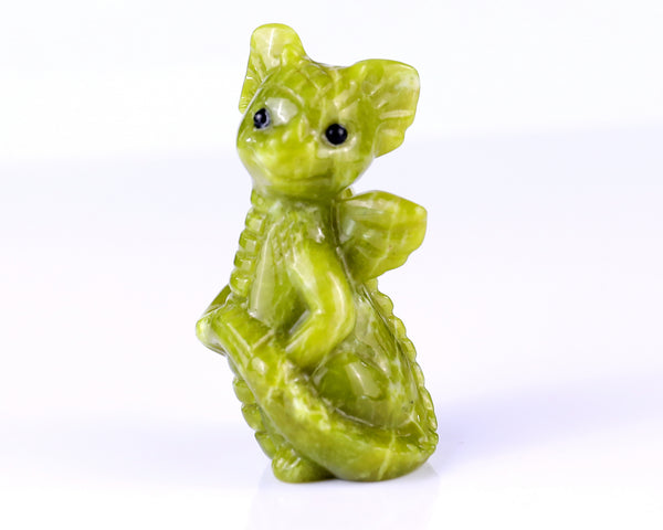 3.5" New Jade Hand Carved Crystal Baby Dragon Sculpture