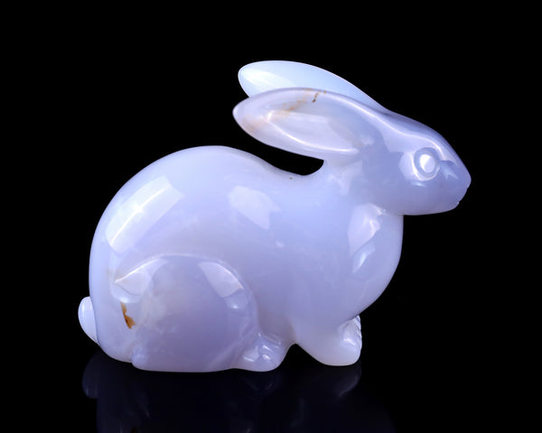 2" Blue Chalcedony Hand Carved Crystal Rabbit Sculpture