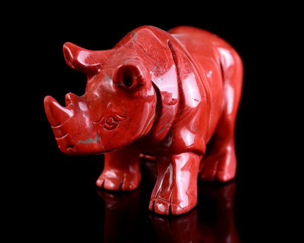 Natural Red Jasper Hand Carved Crystal Rhinoceros Sculpture