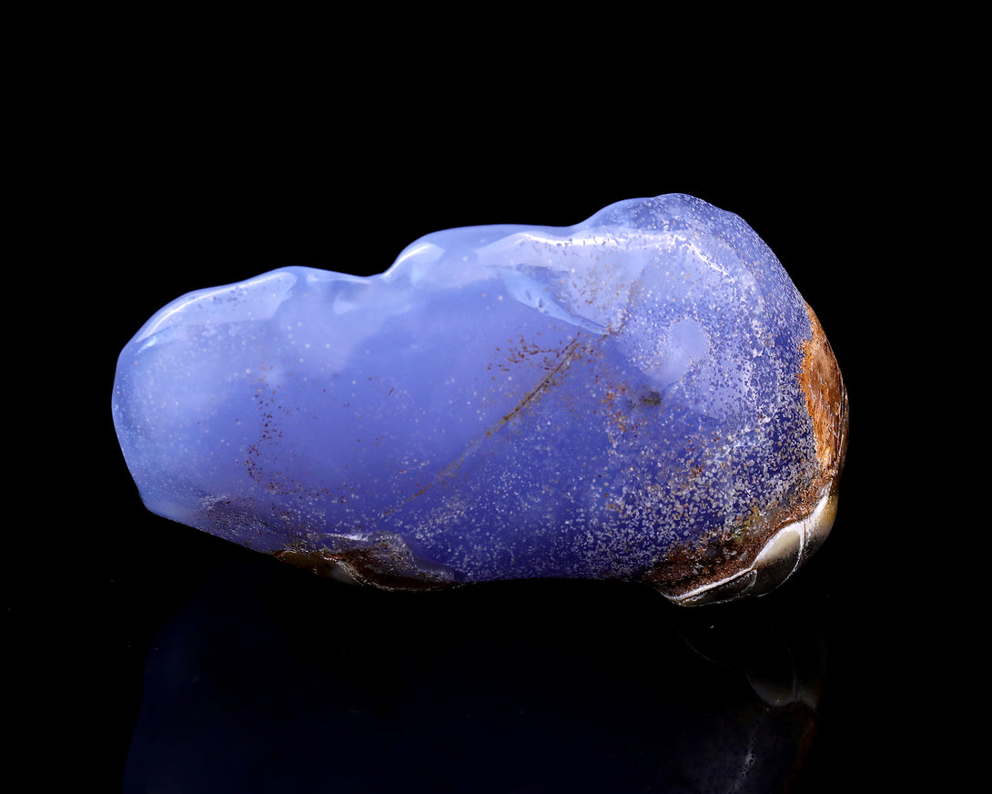5.0" Blue Chalcedony Hand Carved Crystal Rabbit Sculpture crysvibe