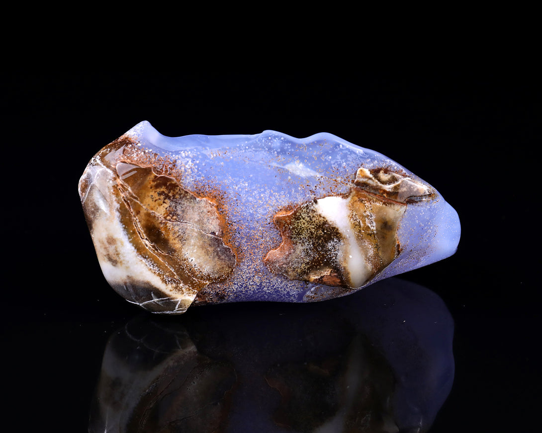 5.0" Blue Chalcedony Hand Carved Crystal Rabbit Sculpture crysvibe