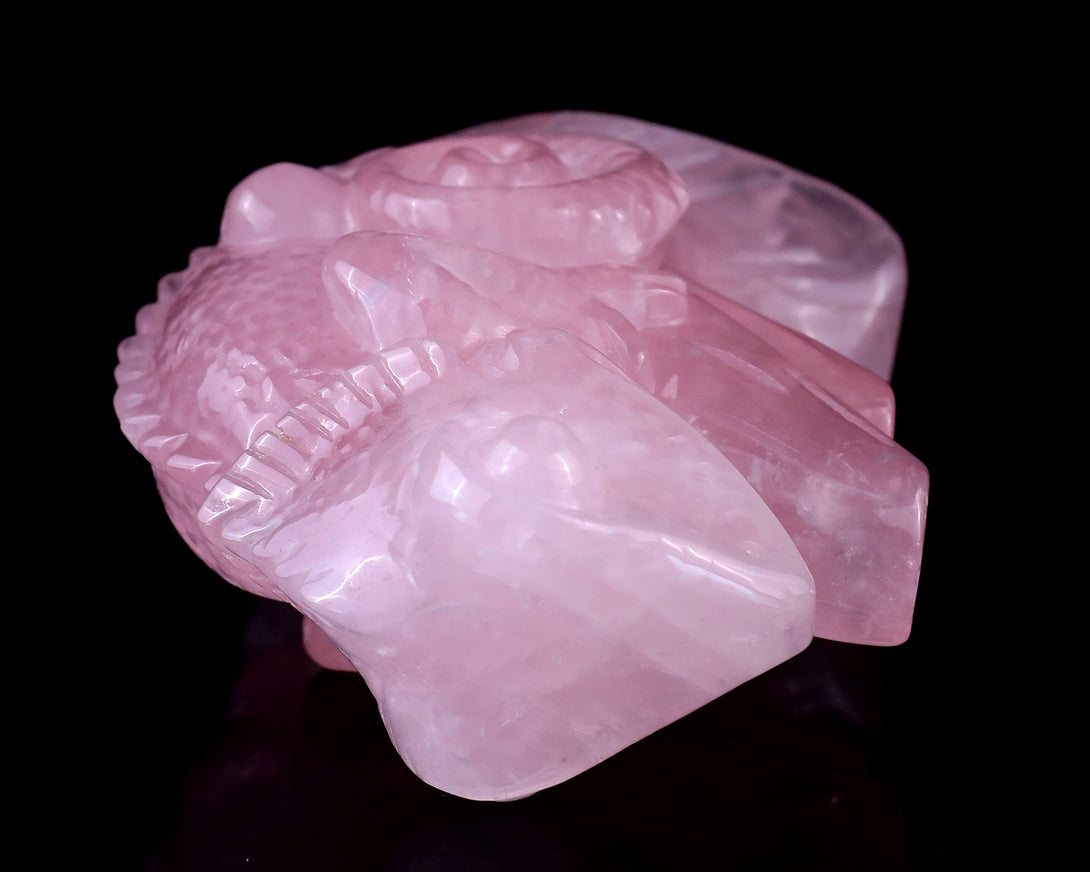 5.0" Rose Quartz Hand Carved Crystal Lizard Sculpture crysvibe