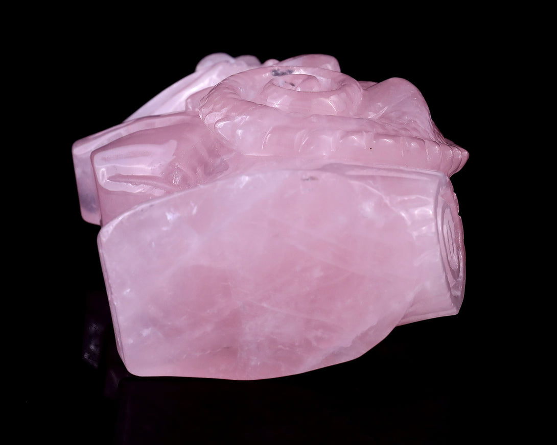 5.0" Rose Quartz Hand Carved Crystal Lizard Sculpture crysvibe