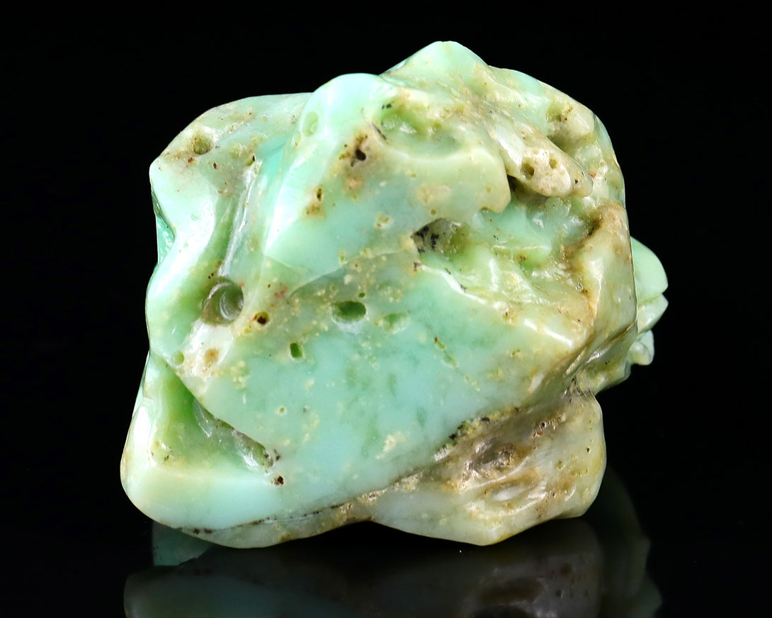 5.2" Green Opal Hand Carved Crystal Lizard Sculpture crysvibe