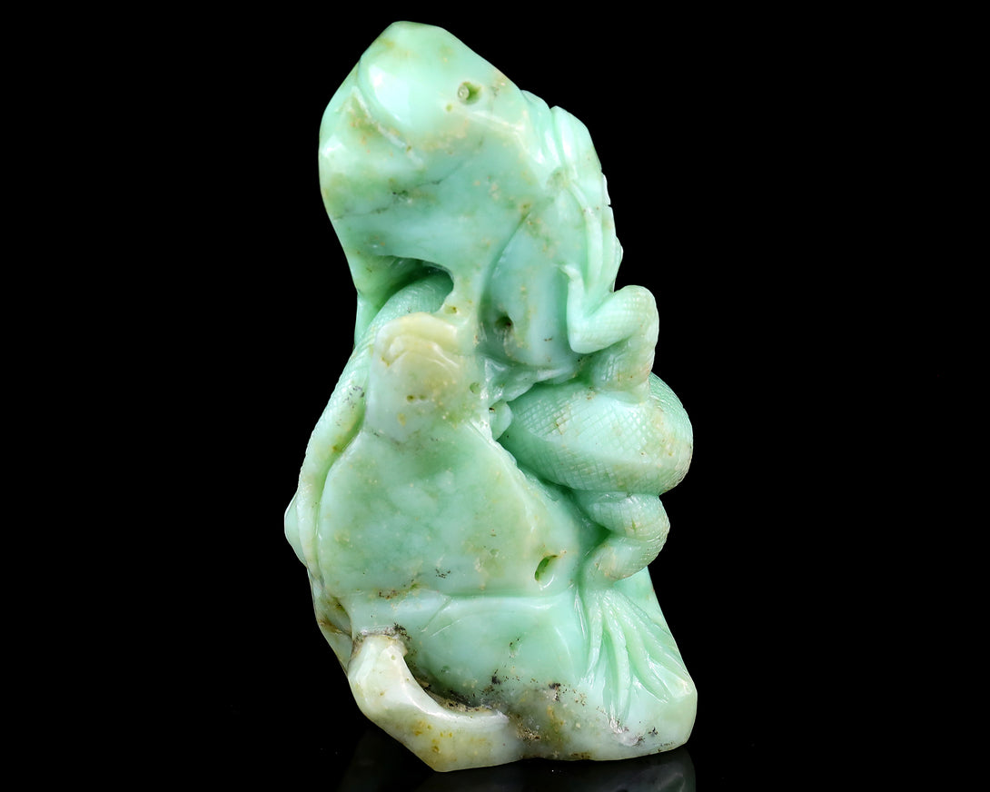 5.2" Green Opal Hand Carved Crystal Lizard Sculpture crysvibe