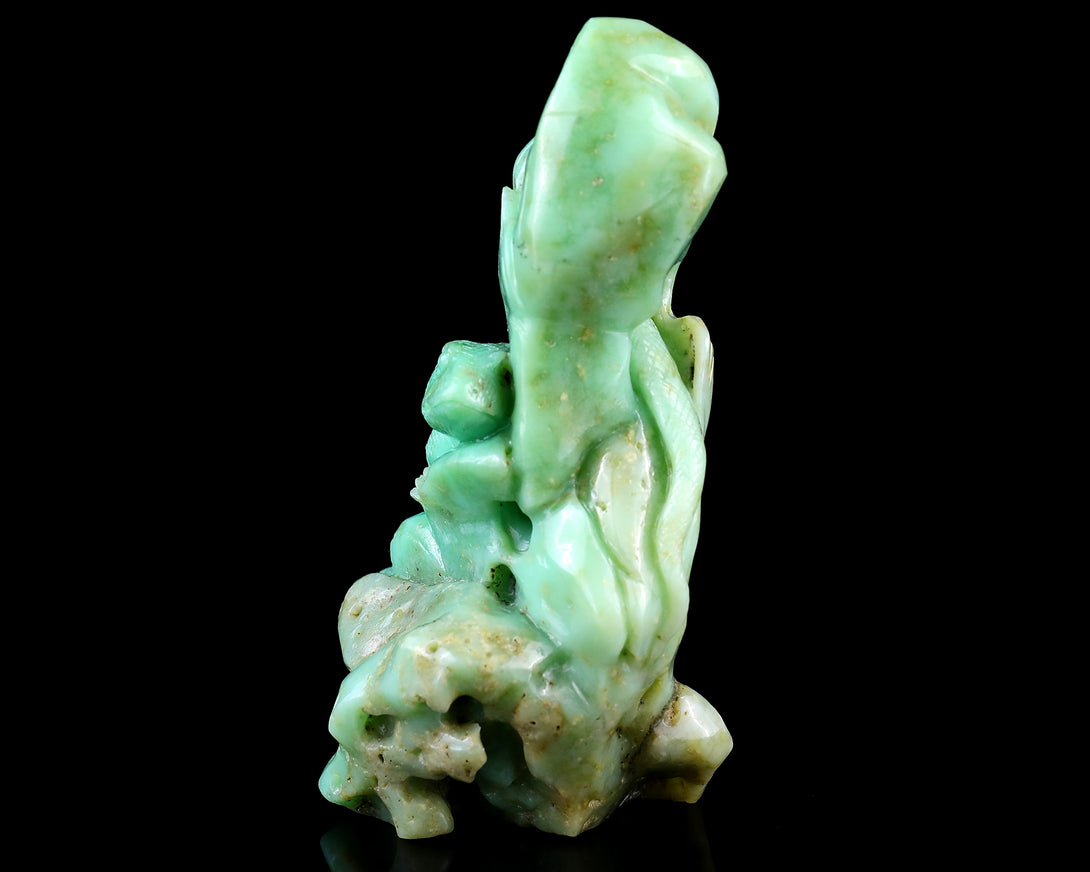 5.2" Green Opal Hand Carved Crystal Lizard Sculpture crysvibe
