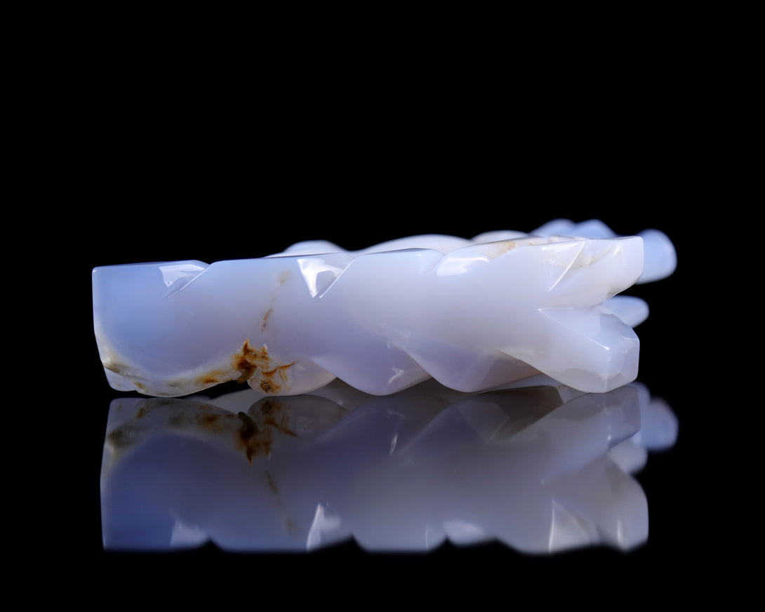 5.4" Blue Chalcedony Hand Carved Crystal Horse Sculpture crysvibe