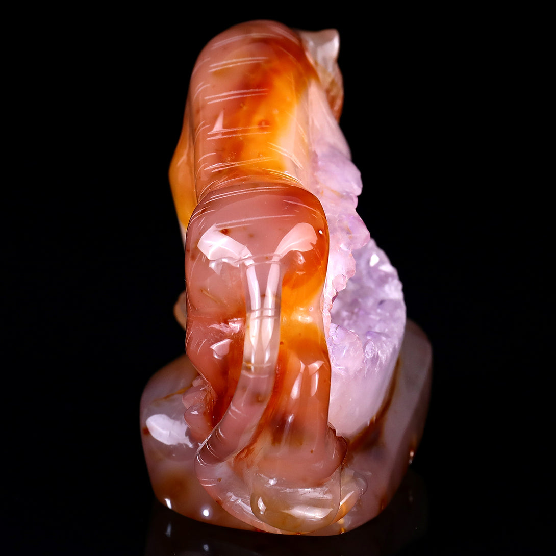 5.6" Red Geode Agate Hand Carved Crystal Tiger Sculpture crysvibe