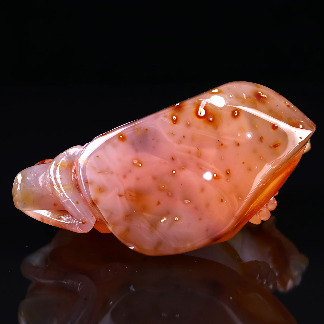 5.6" Red Geode Agate Hand Carved Crystal Tiger Sculpture crysvibe