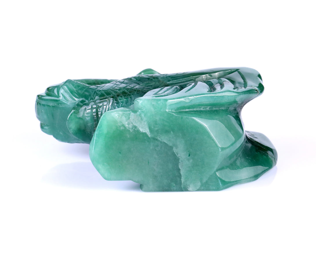 5.9" Green Aventurine Hand Carved Crystal Elephant Sculpture crysvibe