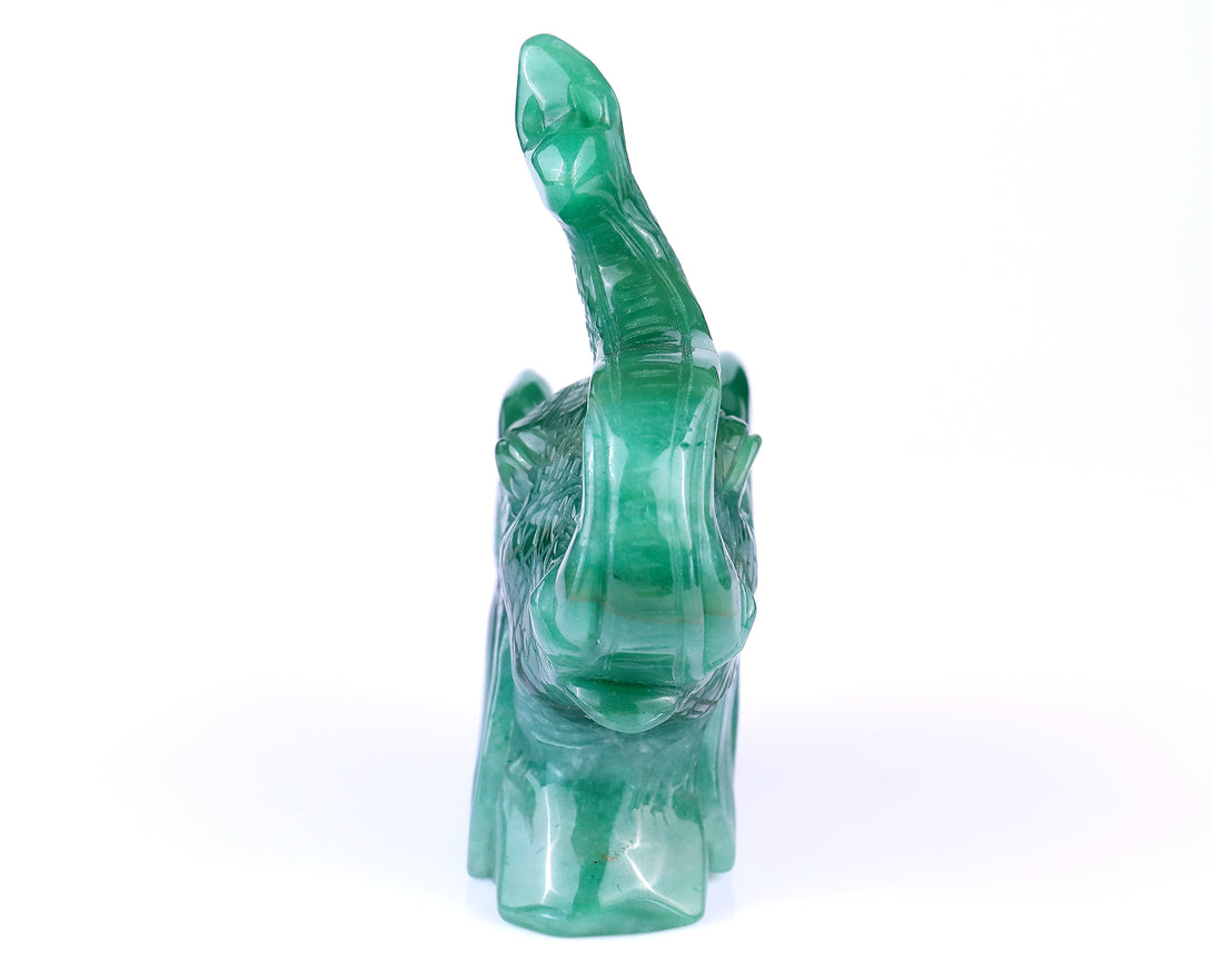 5.9" Green Aventurine Hand Carved Crystal Elephant Sculpture crysvibe
