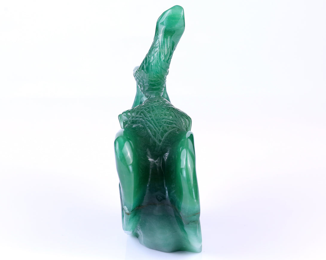5.9" Green Aventurine Hand Carved Crystal Elephant Sculpture crysvibe