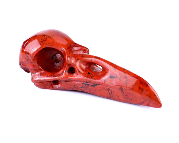Natural Red Jasper Hand Carved Crystal Raven Skull Sculpture