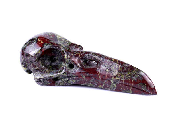 Natural Dragon Blood Jasper Hand Carved Crystal Raven Skull Sculpture