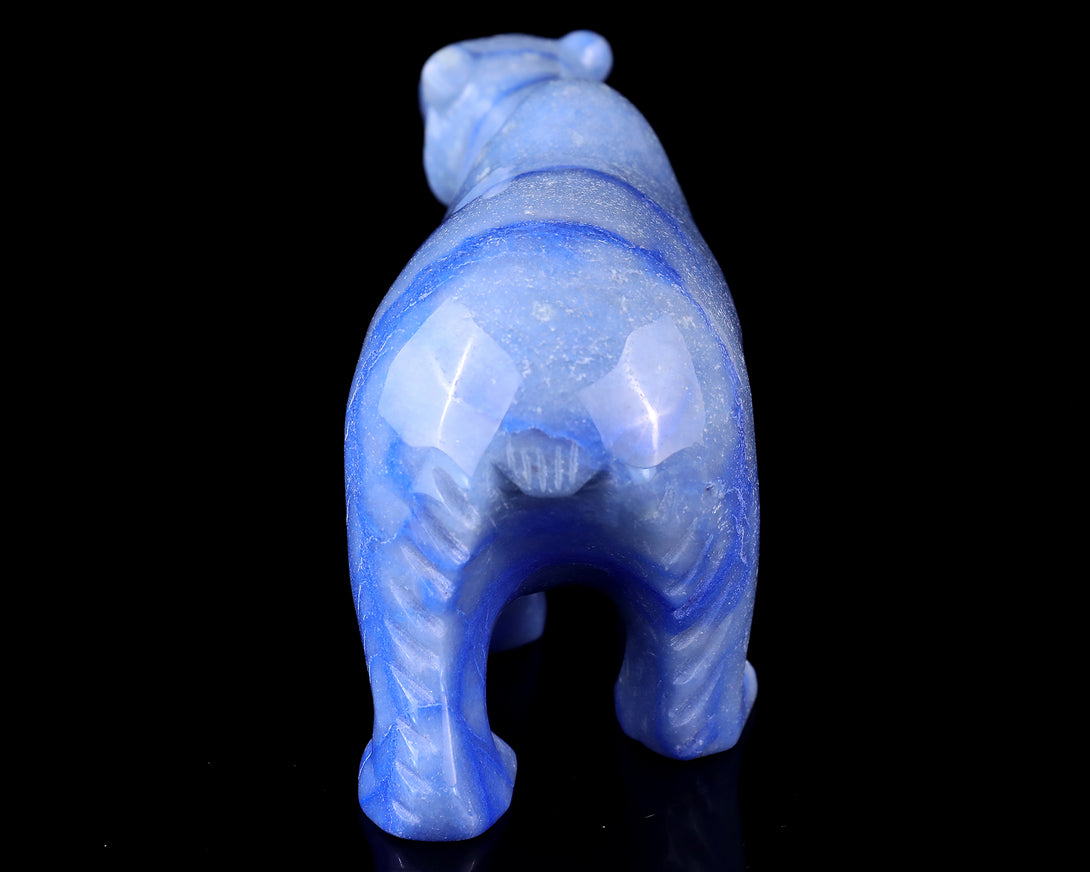 6.1" Blue Aventurine Hand Carved Crystal Polar Bear Sculpture crysvibe