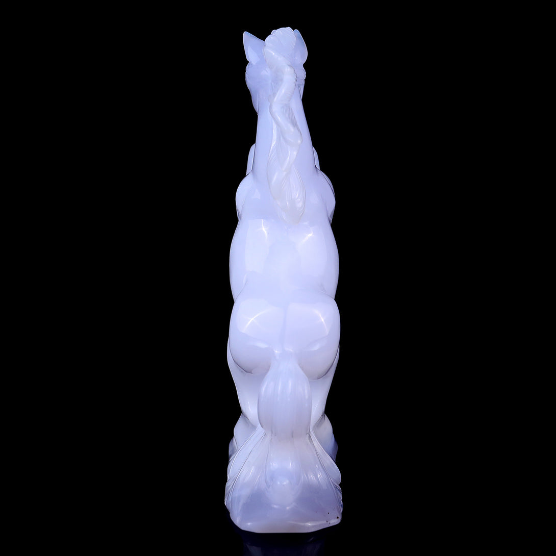 6.4" Blue Chalcedony Hand Carved Crystal Horse Sculpture crysvibe