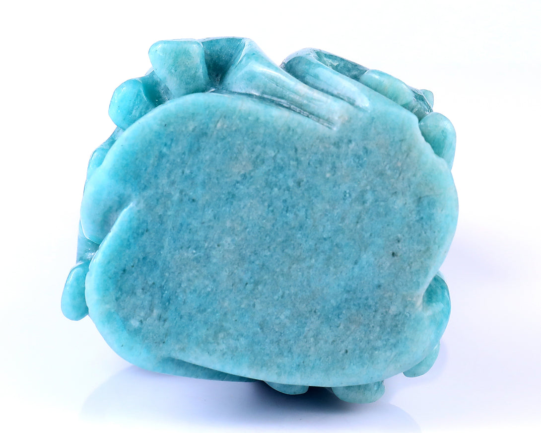 6.5" Amazonite Blue Chalcedony Hand Carved Crystal Dolphin Sculpture crysvibe