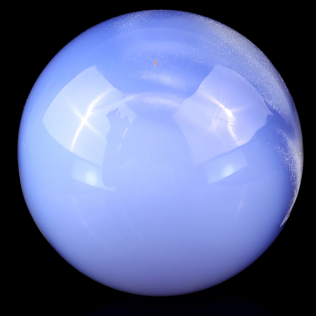 60mm Blue Chalcedony Hand Carved Crystal Sphere crysvibe