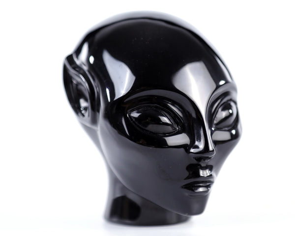 Natural Black Obsidian Hand Carved Crystal Elf Alien Sculpture