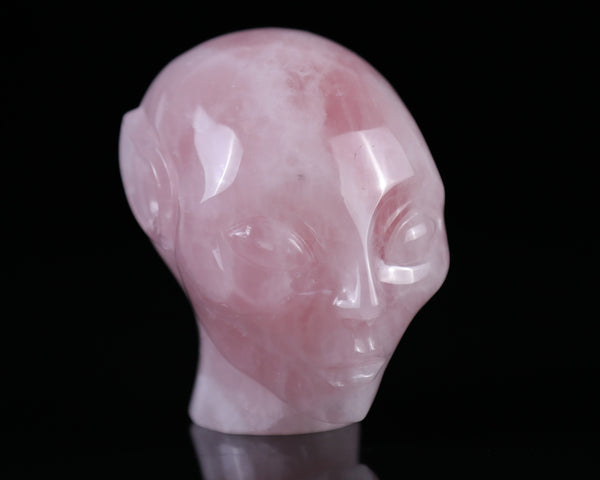 Natural Rose Quartz Hand Carved Crystal Elf Alien Sculpture