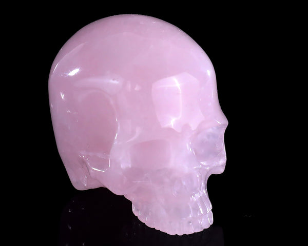 Natural Rose Quartz Hand Carved Crystal Realistic Skull Sculpture