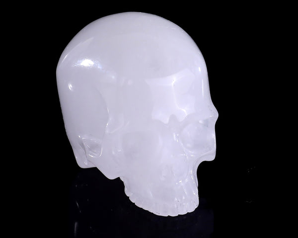 Natural Angolan Quartz Hand Carved Crystal Realistic Skull Sculpture