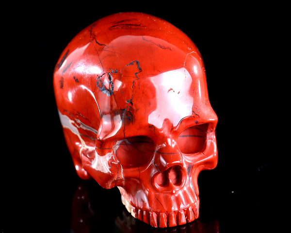 Natural Red Jasper Hand Carved Crystal Realistic Skull Sculpture