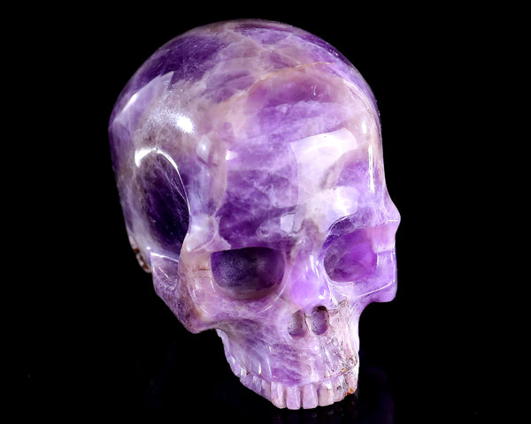 Natural Dream Amethyst Hand Carved Crystal Realistic Skull Sculpture