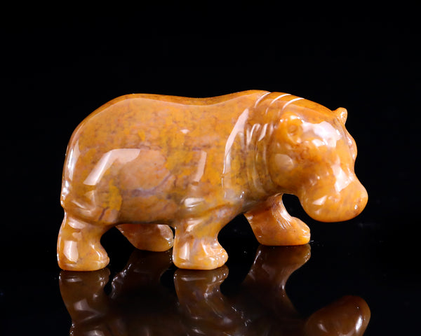 2.2" Chalcedony Hand Carved Crystal Hippo Sculpture