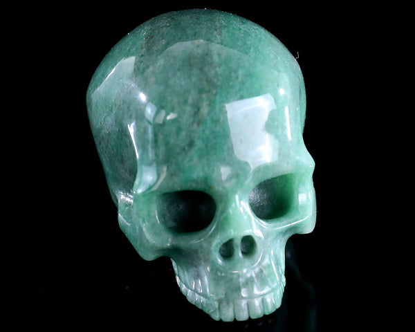 Natural Green Aventurine Hand Carved Crystal Realistic Skull Sculpture