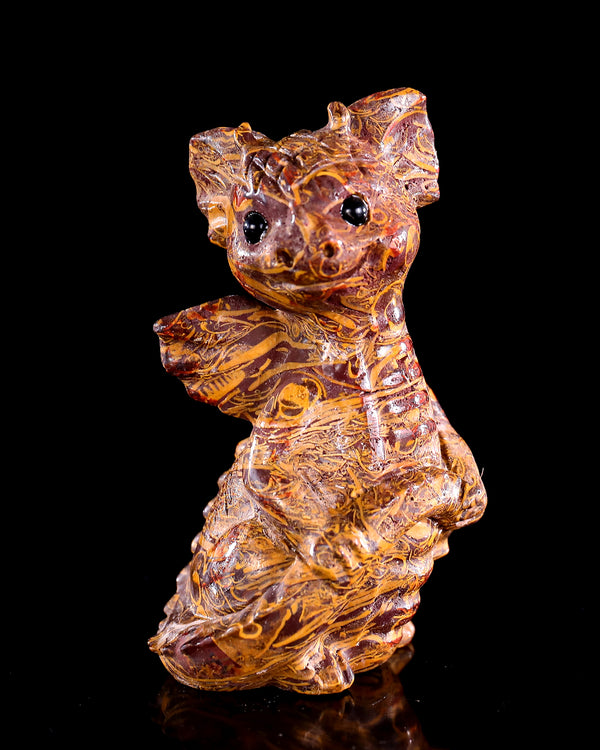3.5" Elephant Skin Jasper Hand Carved Crystal Baby Dragon Sculpture