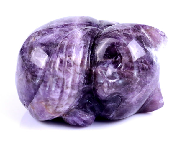 Natural Dream Amethyst Hand Carved Crystal Sleepy Cat Sculpture