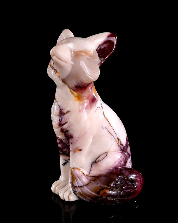 Natural Mookaite Jasper Hand Carved Crystal Fox Sculpture