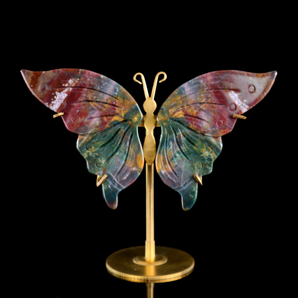 3.5” Natural Indian Agate Hand Carved Crystal Butterfly Wings Sculpture