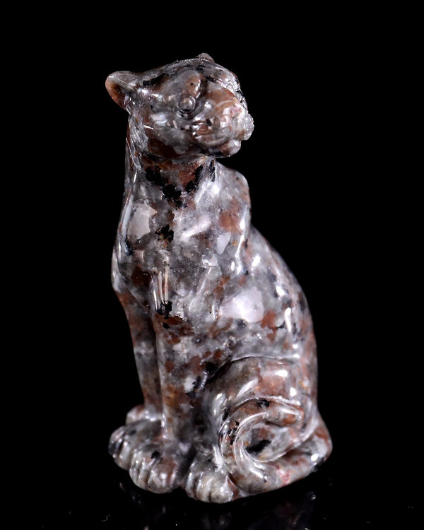 Natural Yooperlite Hand Carved Crystal Leopard Sculpture